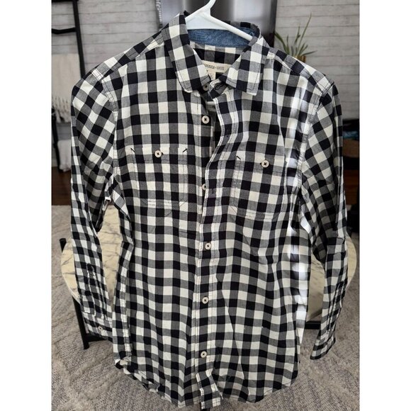 Tucker + Tate Black White Gingham Long Sleeve Button Down Shirt Boys Size Large - Picture 1 of 7